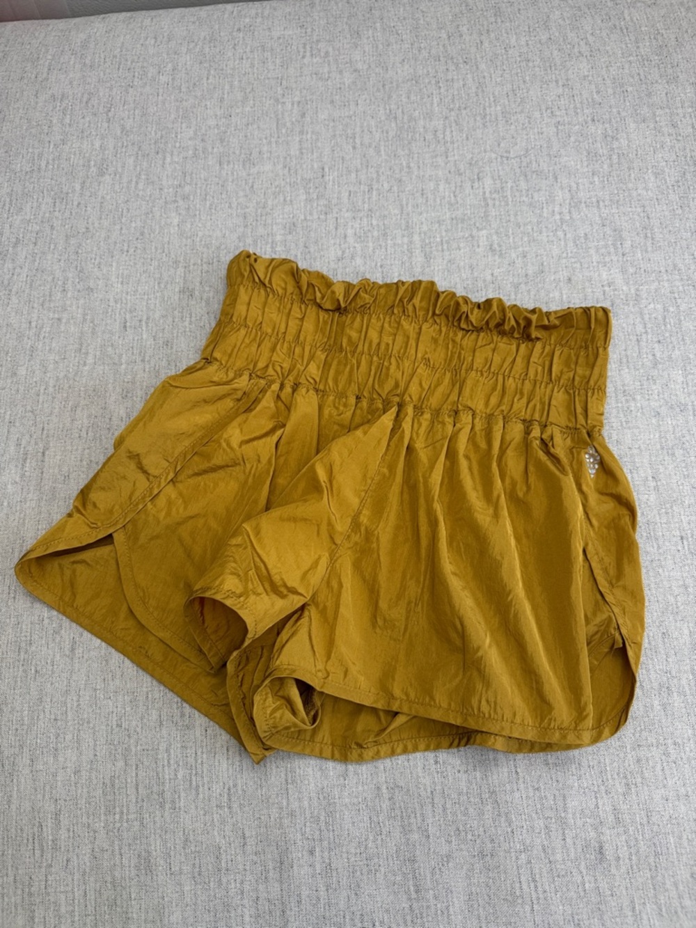FP Movement Way Home High-Waist Mustard Elastic Shorts
